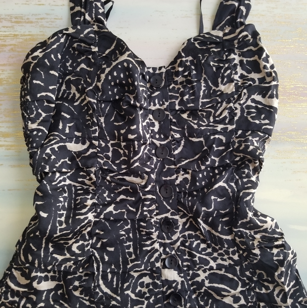 INC Cinched Halter Button Up Stretchy sz 8 Animal